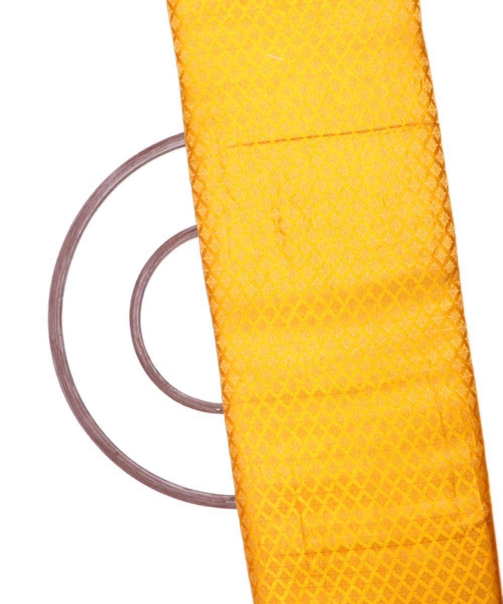 Yellow Colour  Floral Pattern Brocade Silk Fabric