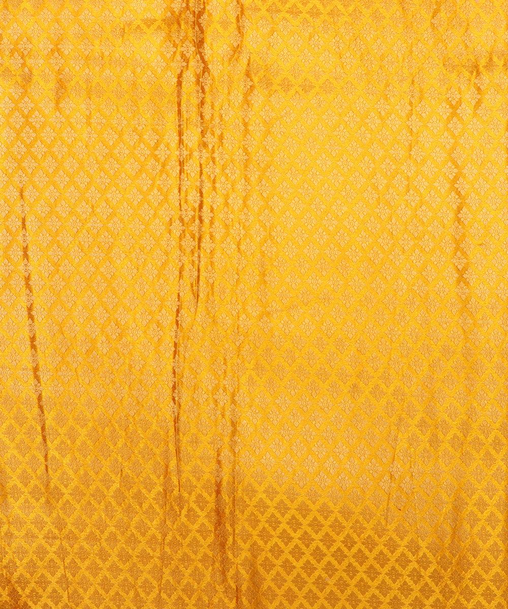 Yellow Colour  Floral Pattern Brocade Silk Fabric