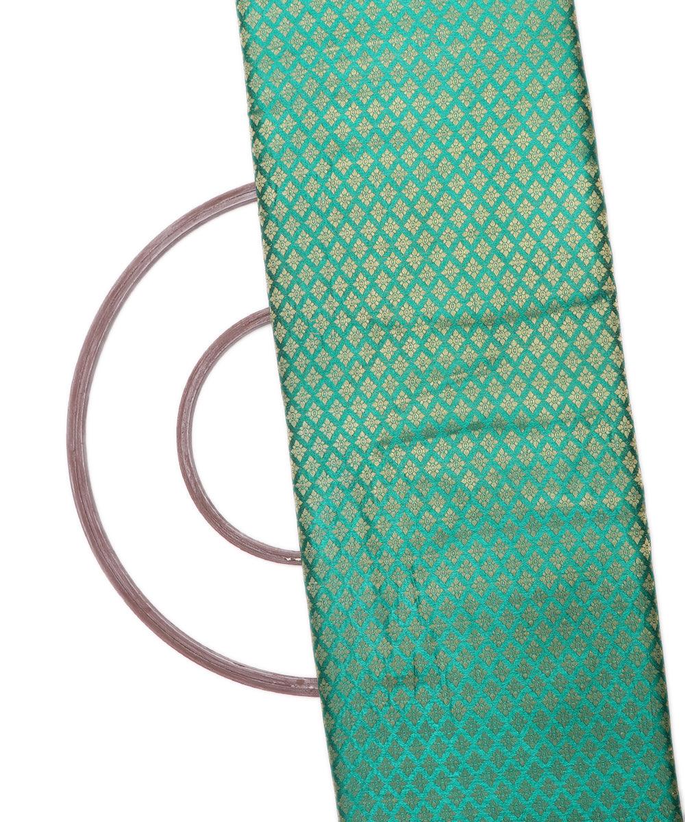 Green Colour  Floral Pattern Brocade Silk Fabric