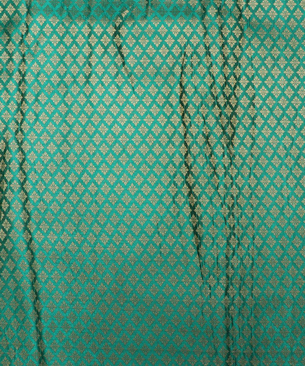 Green Colour  Floral Pattern Brocade Silk Fabric