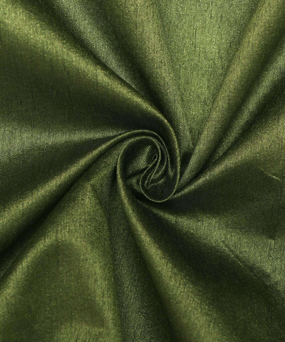 Mehandi Green Colour Plain Dupion Silk Fabric