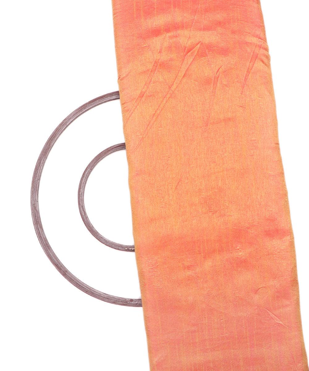 Pink Yellow Two Tone Colour Plain Dupion Silk Fabric