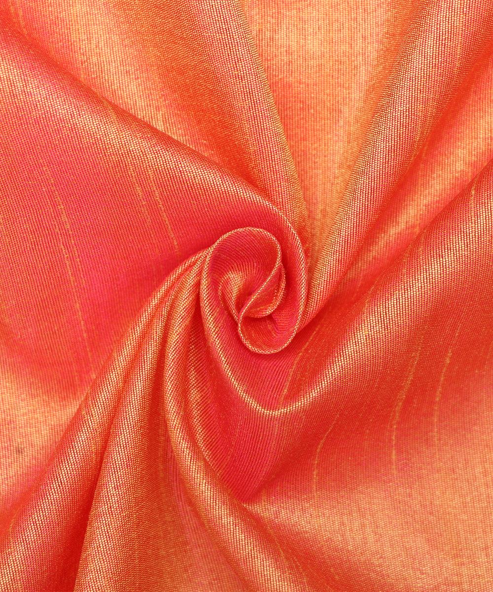 Pink Yellow Two Tone Colour Plain Dupion Silk Fabric