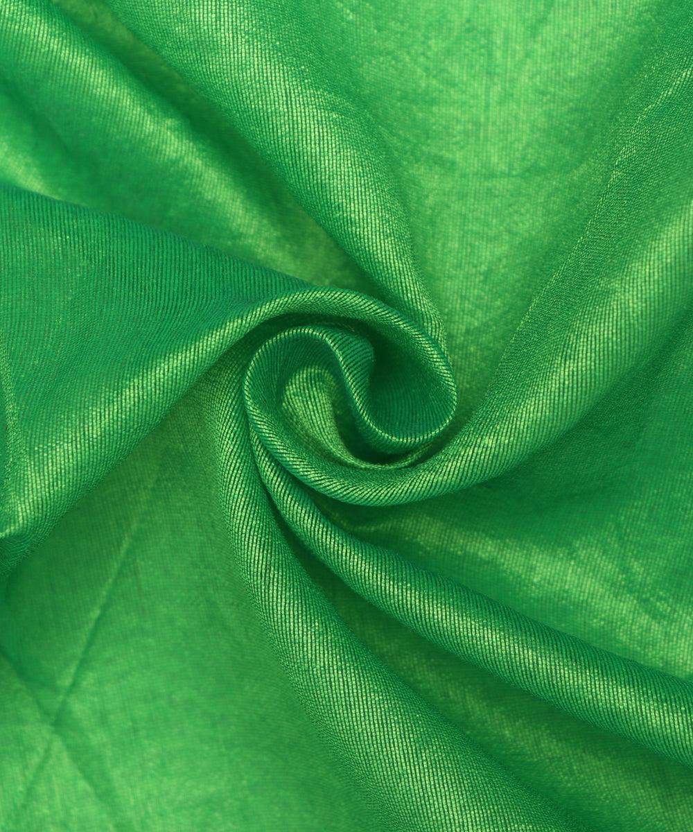 Kelly Green Colour Plain Dupion Silk Fabric