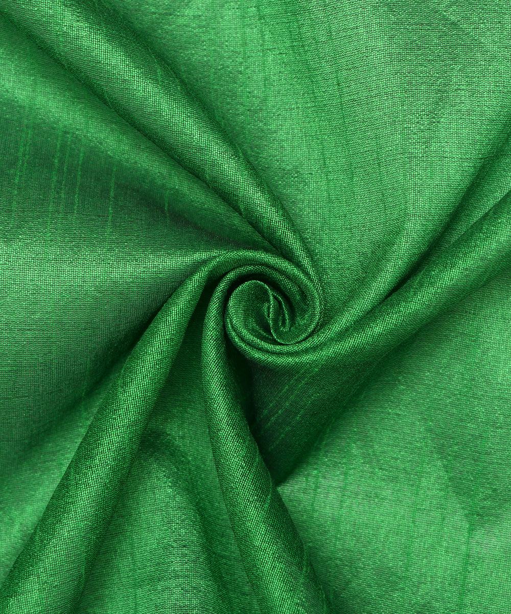 Parrot Green Colour Plain Dupion Silk Fabric