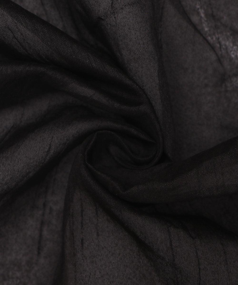 Black Colour Plain Dupion Silk Fabric
