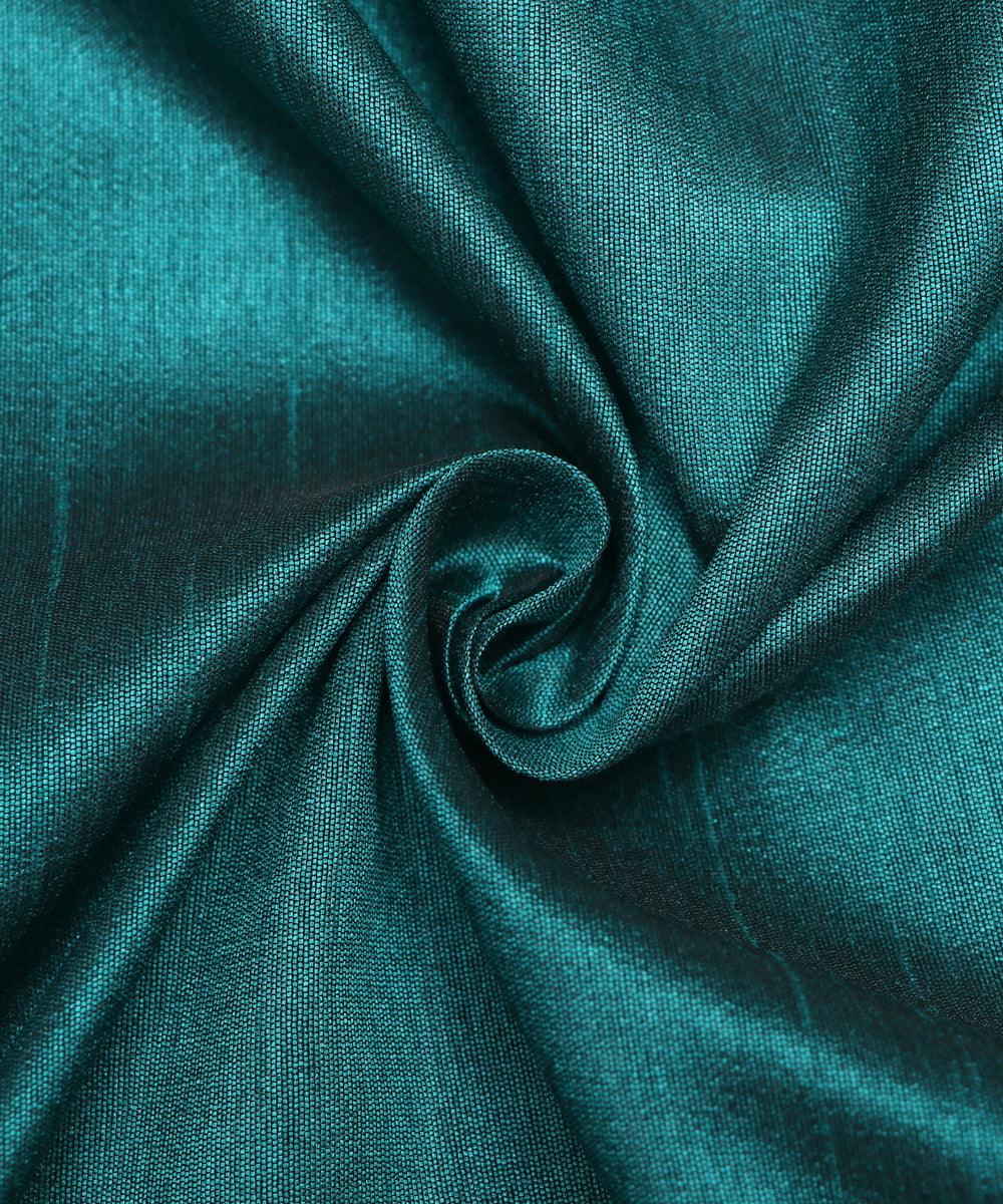 Blue Black Two Tone Colour Plain Dupion Silk Fabric