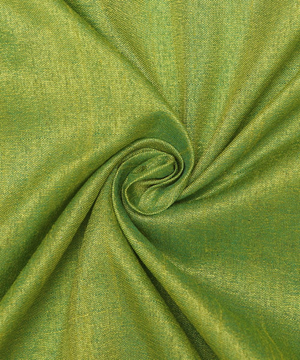Green Yellow Two Tone  Colour Plain Dupion Silk Fabric