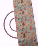 Grey-Green and Green Colour Two-Tone Floral Print Cotton Chanderi Fabric