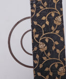 Grey and Golden Floral Zari Embroidery Velvet Fabric