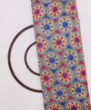 Blue Colour Circle Pattern Dupion Silk Fabric