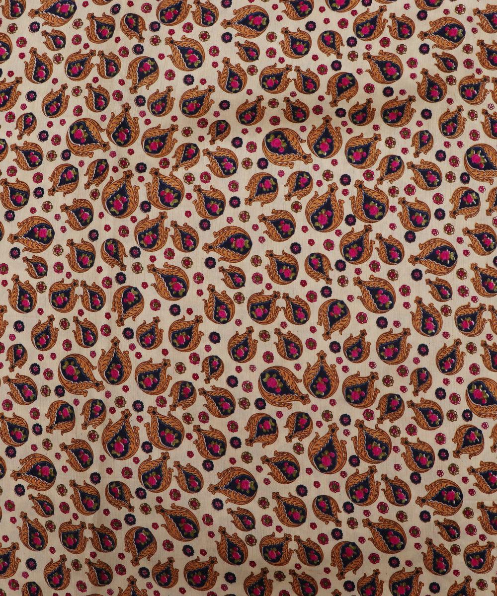 dark blue magenta flower bud pattern dupion silk fabric