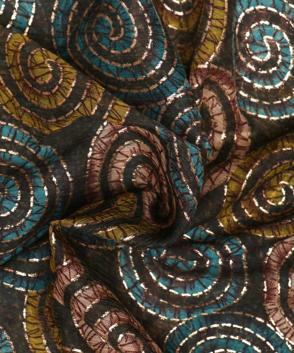 multicolor foil print chiffon fabric
