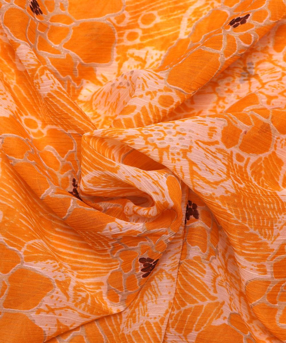 yellow floral print chiffon fabric