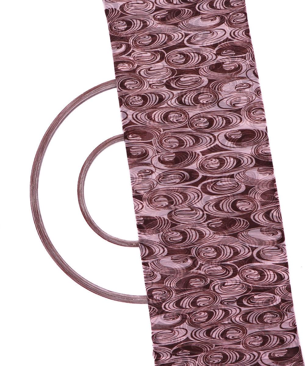 white brown oval print chiffon fabric
