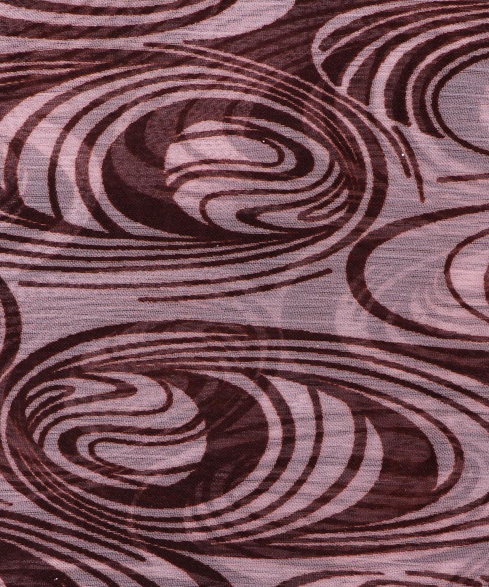 white brown oval print chiffon fabric