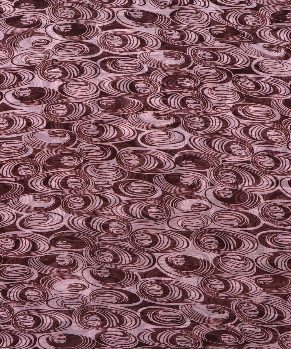 white brown oval print chiffon fabric