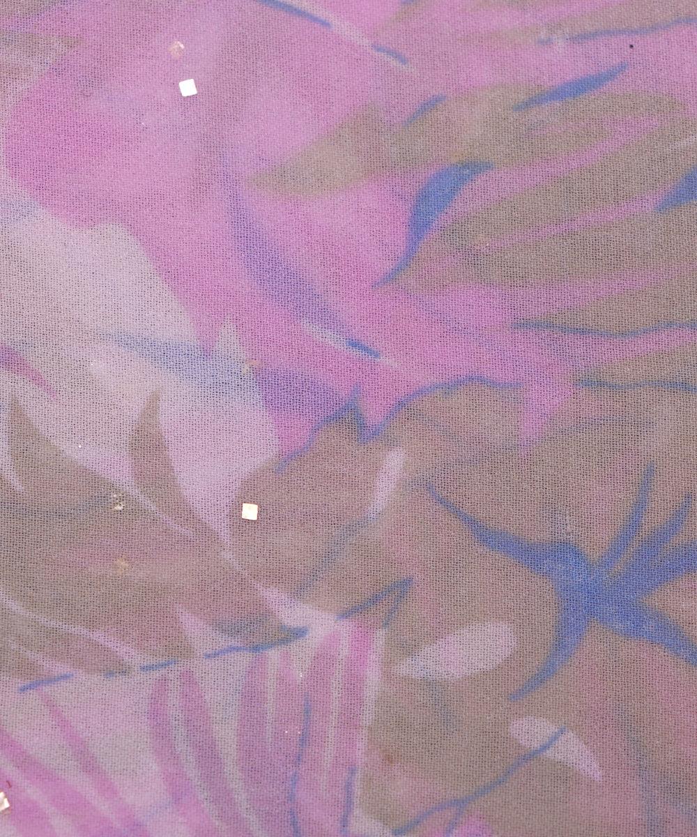 lavender leaf print georgette fabric