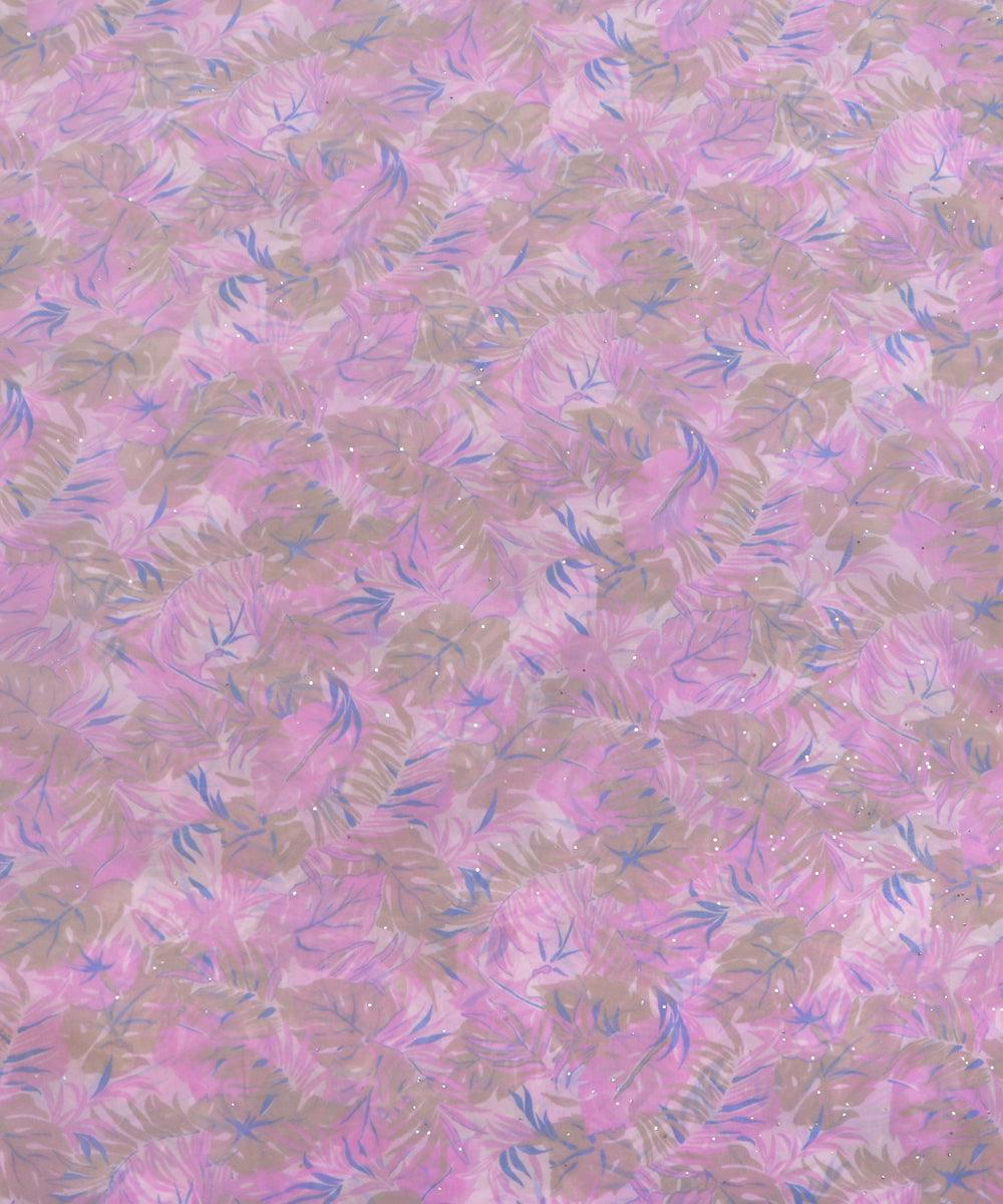 lavender leaf print georgette fabric