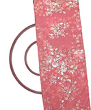 Light Coral Colour Floral Net Thread Embroidery Fabric