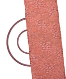 Rust Brown Colour Floral Net Thread Embroidery Fabric