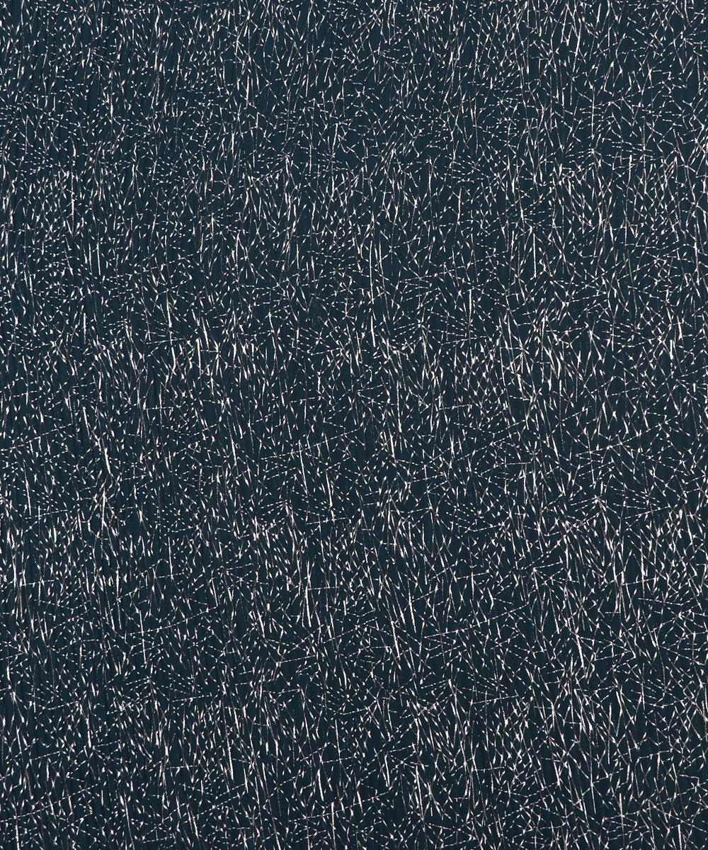Dark Teal Blue Colour Foil Print Pleated Georgette Fabric - Fabric Dekho