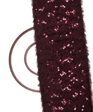 Wine Colour Plain Minky Sequin Embroidery Fabric
