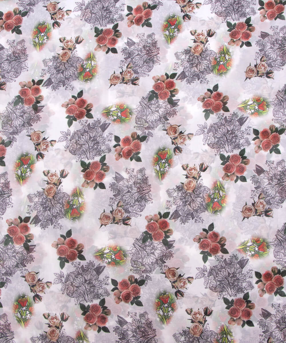 White Digital Georgette Fabric Material Print Online Collection Kurti Saree