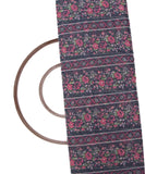 Dark Grey Colour Floral Print Organza Fabric