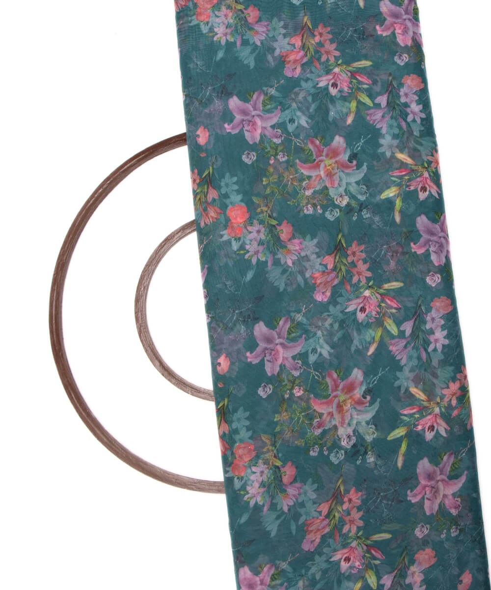 Printed Organza Fabric Online Shopping Material Saree Skirt