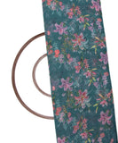 Turquoise Green Colour Floral Print Organza Fabric