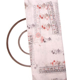 White Colour Abstract Print Organza Fabric