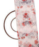 Off White Colour Floral Print Organza Fabric