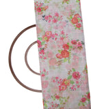 Lightest Grey Colour Floral Print Organza Fabric