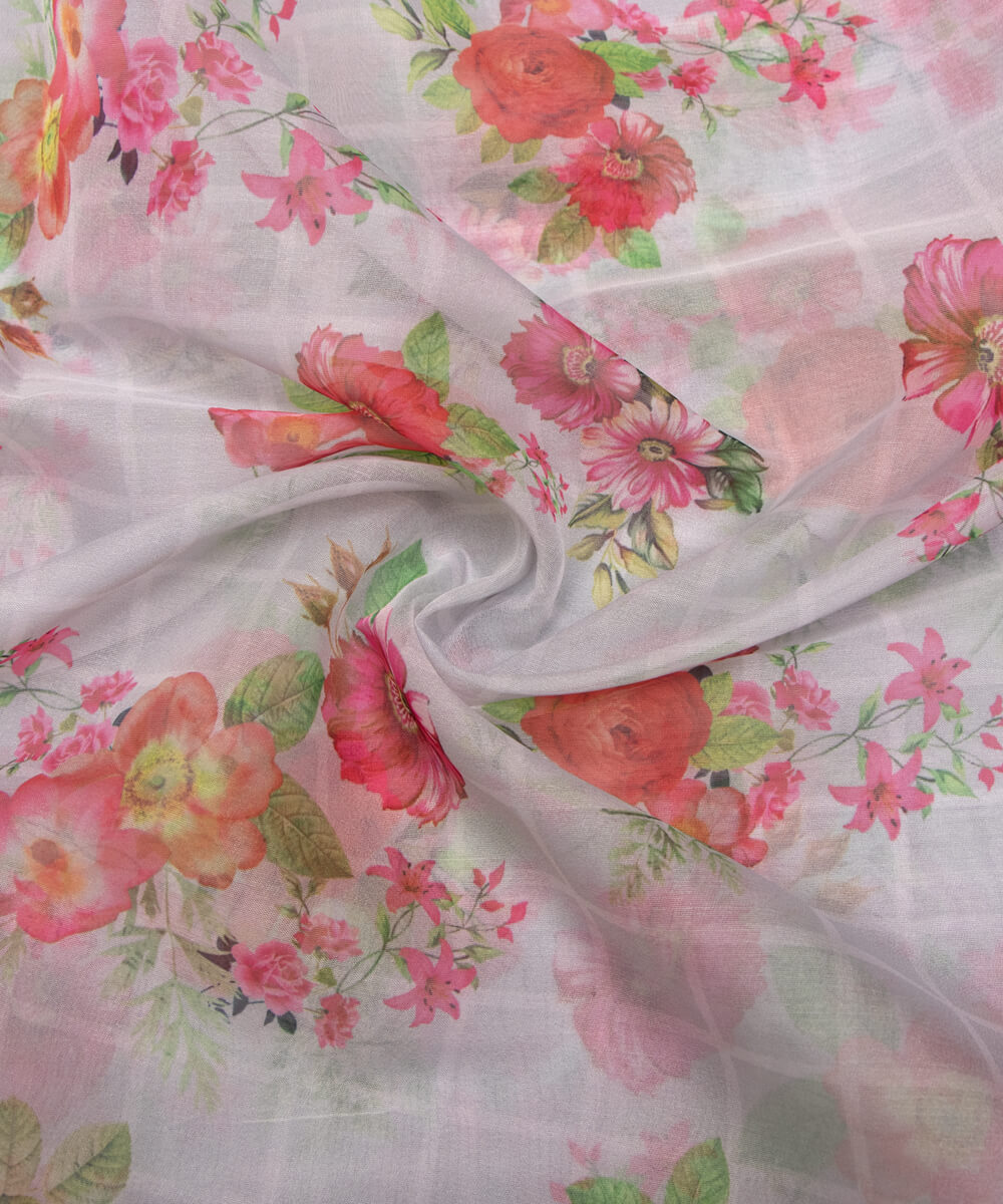 Printed Organza Fabric Online Shopping Material Saree Skirt