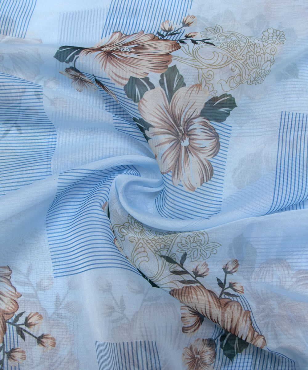 Printed Organza Fabric Online Shopping Material Saree Skirt