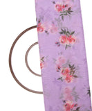 Lavender Colour Floral Print Organza Fabric