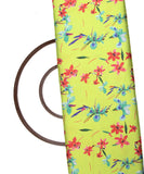 Neon Green Color Floral Print Modal Satin Fabric