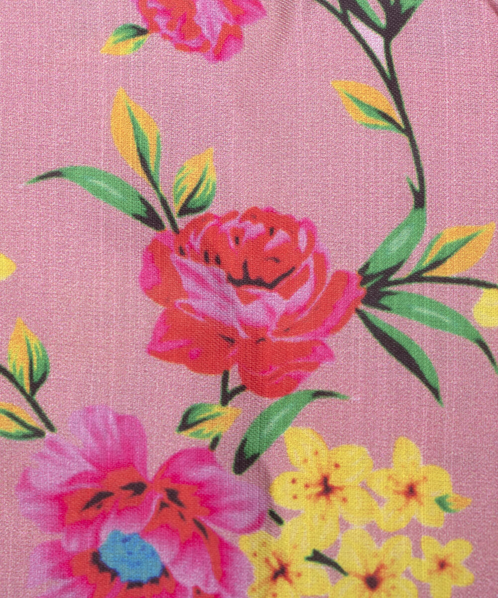 Floral Print Modal Satin Bamberg Satin Fabric Material Saree Kurta Fashion