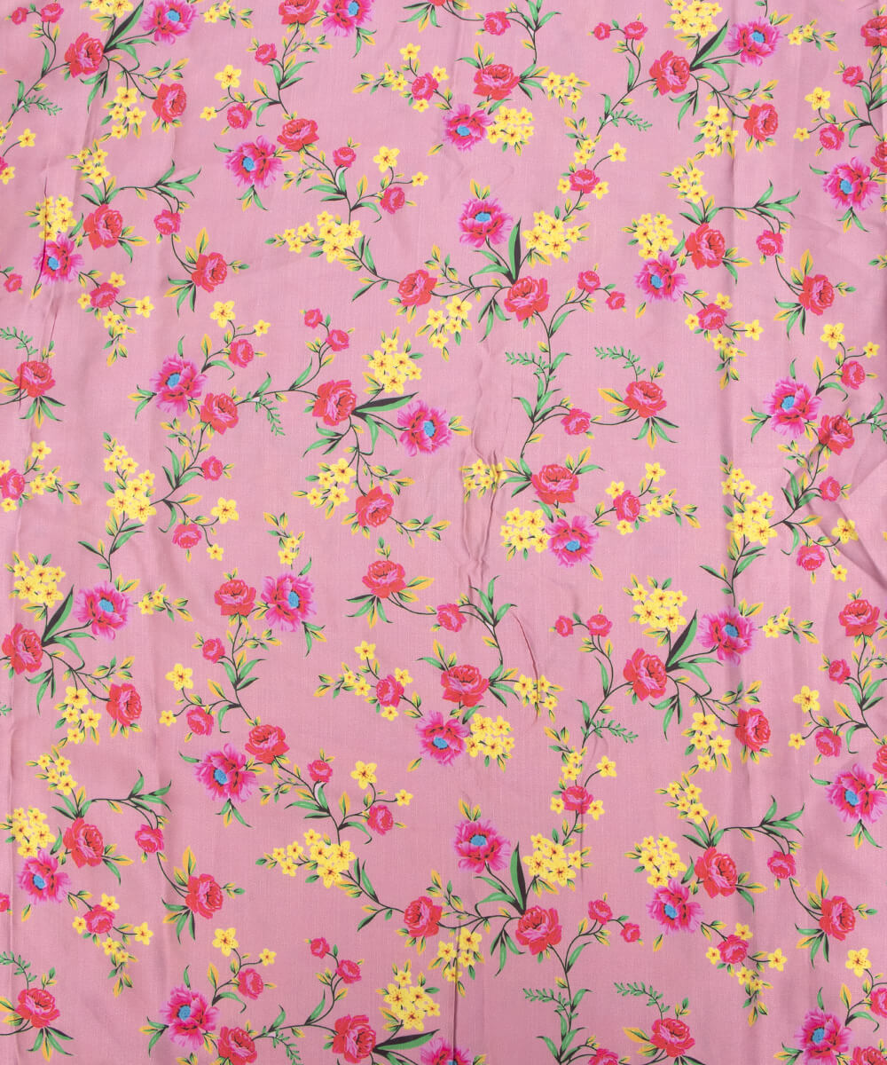 Floral Print Modal Satin Bamberg Satin Fabric Material Saree Kurta Fashion