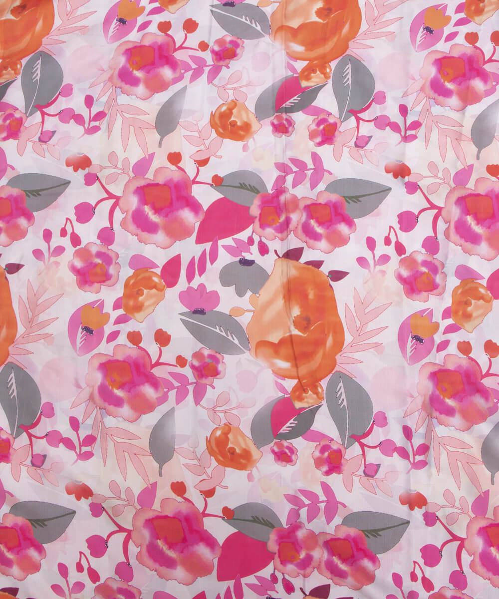 Floral Print Modal Satin Bamberg Satin Fabric Material Saree Kurta Fashion