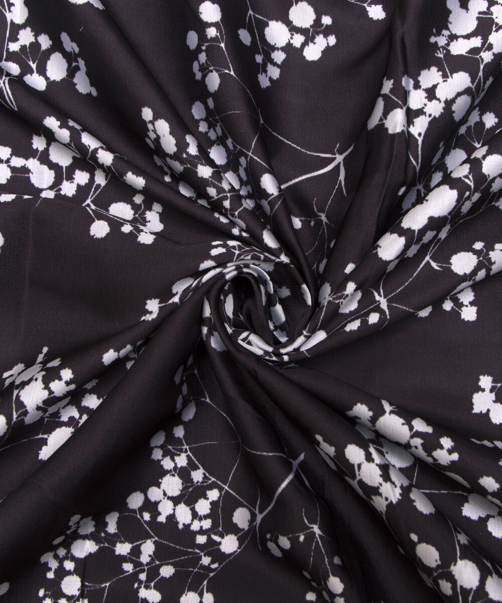 Floral Print Modal Satin Bamberg Satin Fabric Material Saree Kurta Fashion