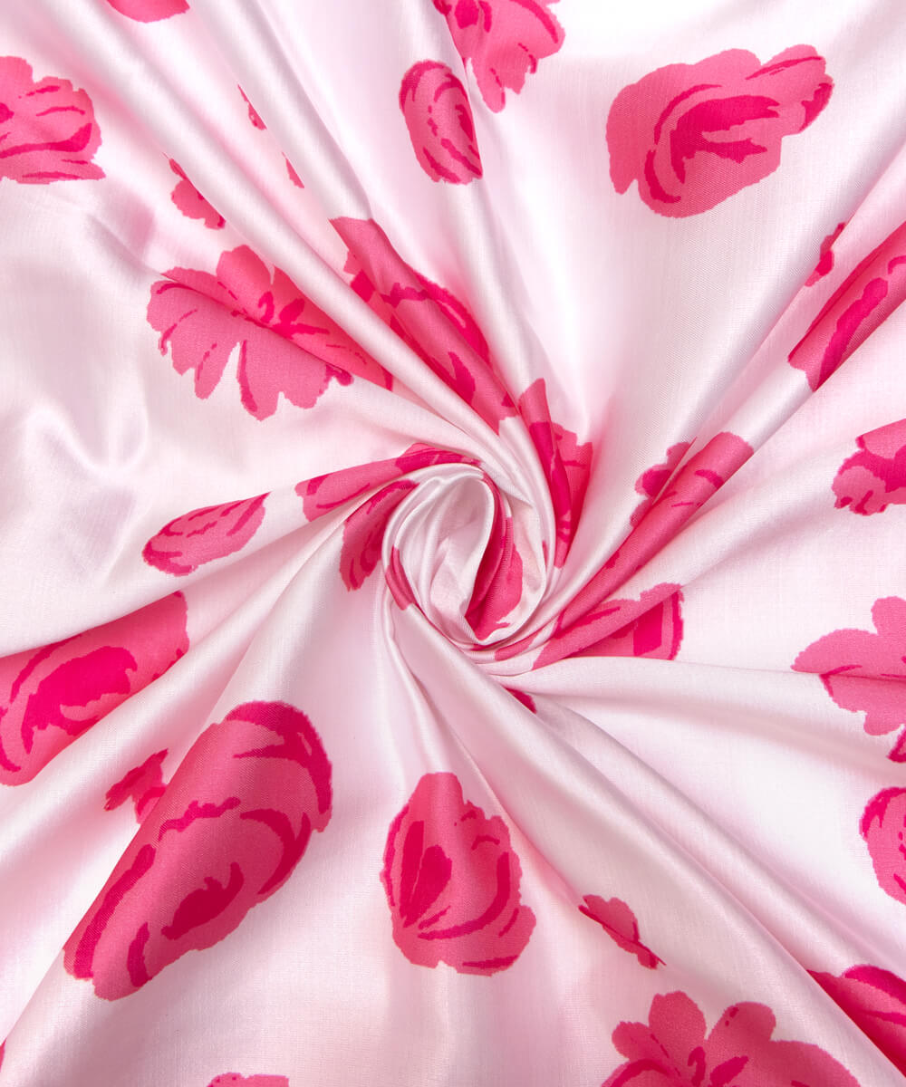 Floral Print Modal Satin Bamberg Satin Fabric Material Saree Kurta Fashion