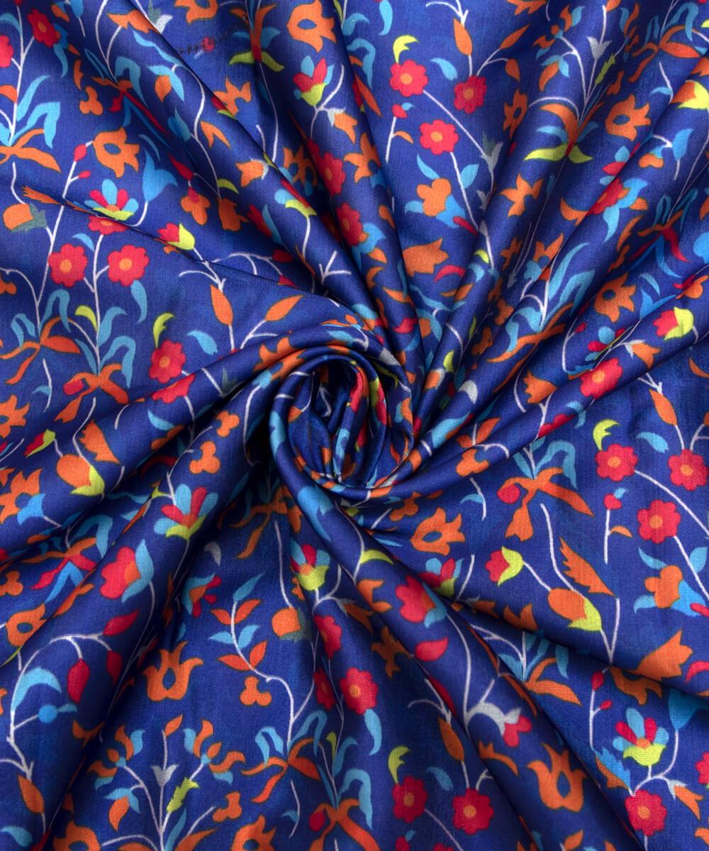 Floral Print Modal Satin Bamberg Satin Fabric Material Saree Kurta Fashion