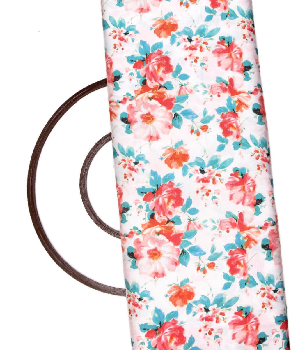 Floral Print Modal Satin Bamberg Satin Fabric Material Saree Kurta Fashion