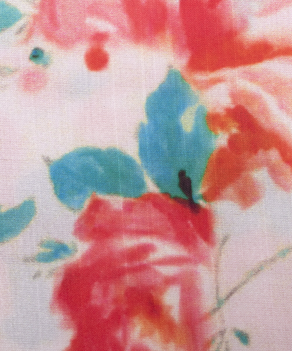 Floral Print Modal Satin Bamberg Satin Fabric Material Saree Kurta Fashion