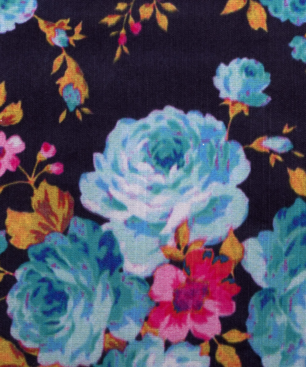 Floral Print Modal Satin Bamberg Satin Fabric Material Saree Kurta Fashion