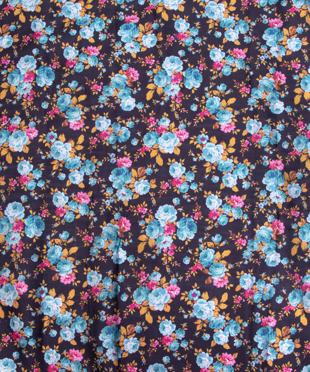 Floral Print Modal Satin Bamberg Satin Fabric Material Saree Kurta Fashion