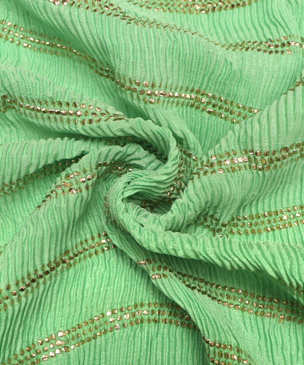 Buy Pleated Chinon Silk Fabric At Fabric Dekho