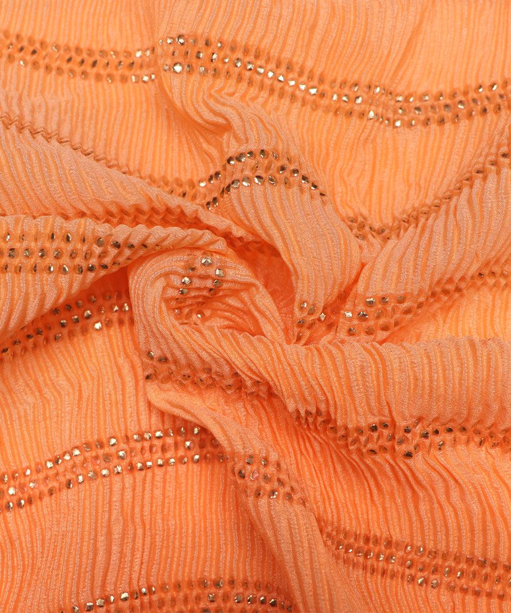 Buy Pleated Chinon Silk Fabric At Fabric Dekho